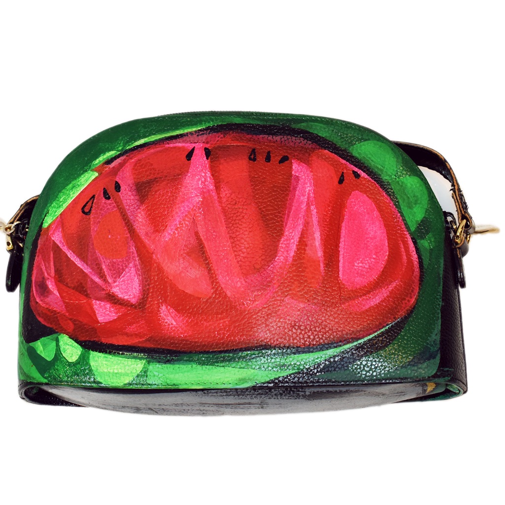 Electric Melon - Cole Han Purse Up-Cycled & Hand Painted By Matthew Phipps Hines